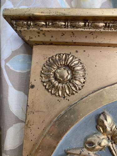 Circa 1800 Swedish Gustavian gilt mirror with blue detail