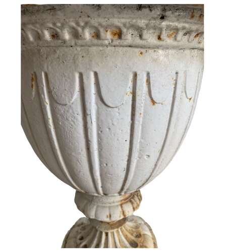 C1890 English pair of cast iron urns