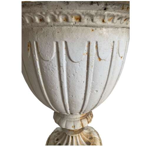 C1890 English pair of cast iron urns