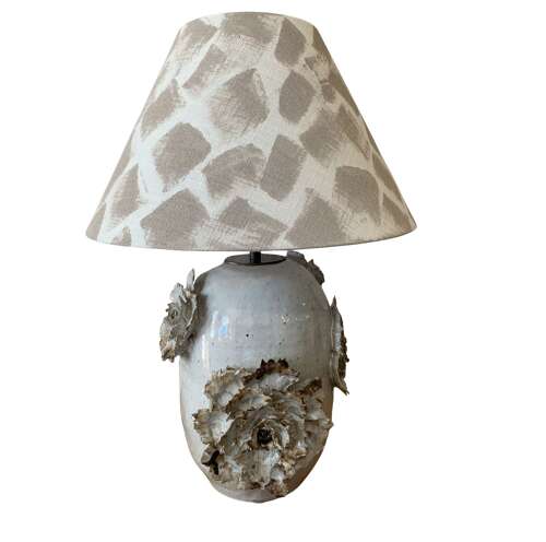 Ceramic ‘wilted ‘ lamp with flower detail by Anna Scholz
