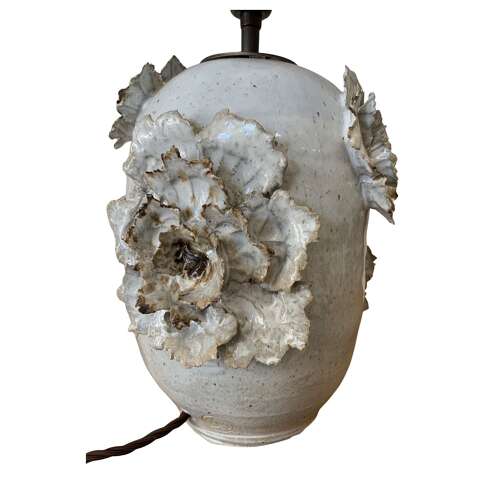 Ceramic ‘wilted ‘ lamp with flower detail by Anna Scholz