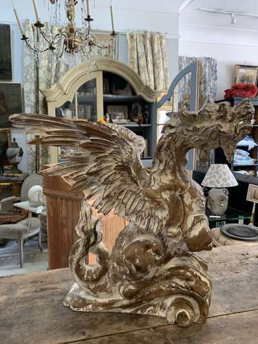 Pair of C19th carved oak Italian Griffin’s
