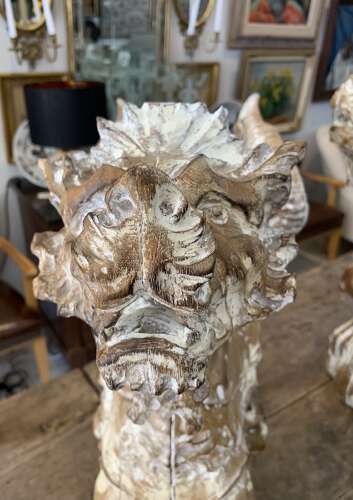 Pair of C19th carved oak Italian Griffin’s