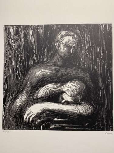 Two figures embracing-lithograph, 71/75 signed Moore