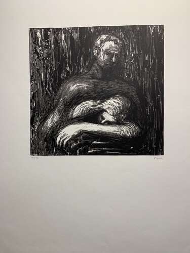 Two figures embracing-lithograph, 71/75 signed Moore