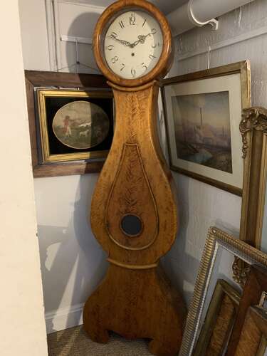 C19th Century Swedish birch long case clock