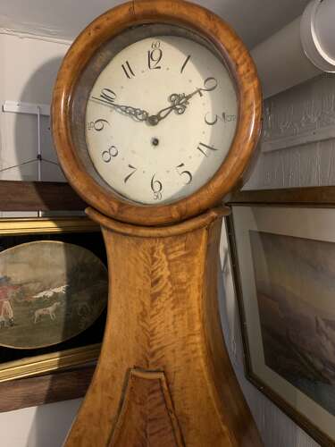 C19th Century Swedish birch long case clock